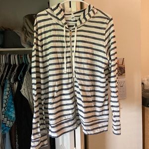 Old Navy Blue and White Striped Hoodie